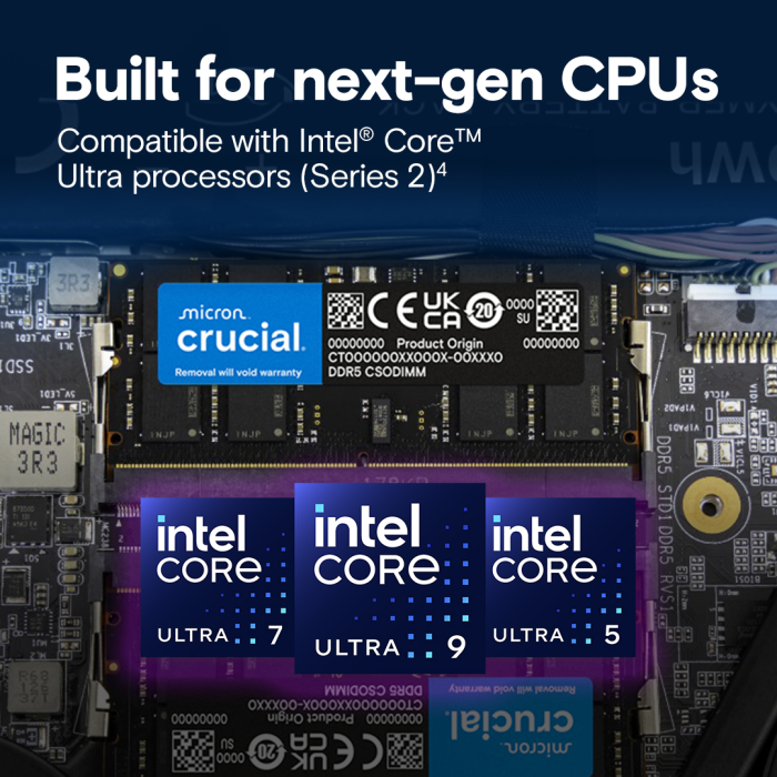 Crucial 32GB DDR5-6400 SODIMM CL52, 1.1V CRUCIAL Crucial 32GB DDR5-6400 SODIMM CL52, 1.1V