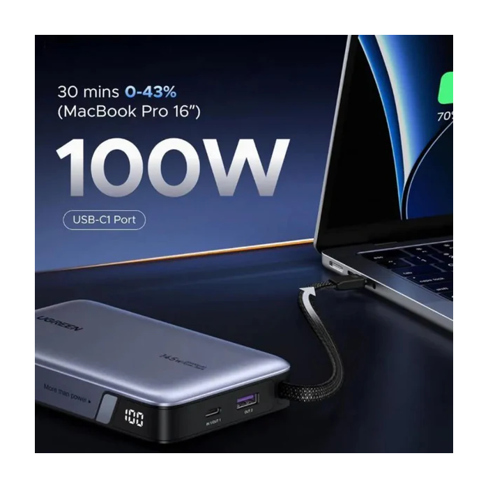 Ugreen 145W 20000mAh prenosna baterija z vgrajenim kablom UGREEN Ugreen 145W 20000mAh prenosna baterija z vgrajenim kablom