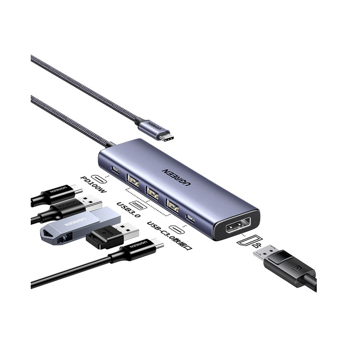 Ugreen 5-v-1 USB-C Hub (100 W PD, 4K@60Hz Displayport) Ugreen 5-v-1 USB-C Hub (100 W PD, 4K@60Hz Displayport)