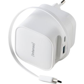Intenso 65W GaN napajalnik z vgrajenim kablom USB-C, bel Intenso 65W GaN napajalnik z vgrajenim kablom USB-C, bel