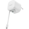 Intenso 65W GaN napajalnik z vgrajenim kablom USB-C, bel INTENSO Intenso 65W GaN napajalnik z vgrajenim kablom USB-C, bel