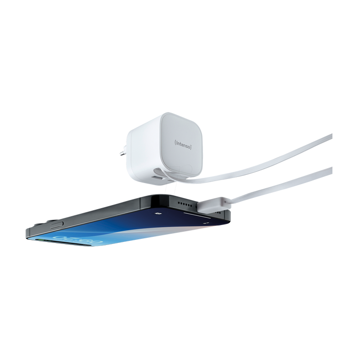 Intenso 65W GaN napajalnik z vgrajenim kablom USB-C, bel INTENSO Intenso 65W GaN napajalnik z vgrajenim kablom USB-C, bel