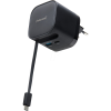 Intenso 65W GaN napajalnik z vgrajenim kablom USB-C, črn INTENSO Intenso 65W GaN napajalnik z vgrajenim kablom USB-C, črn