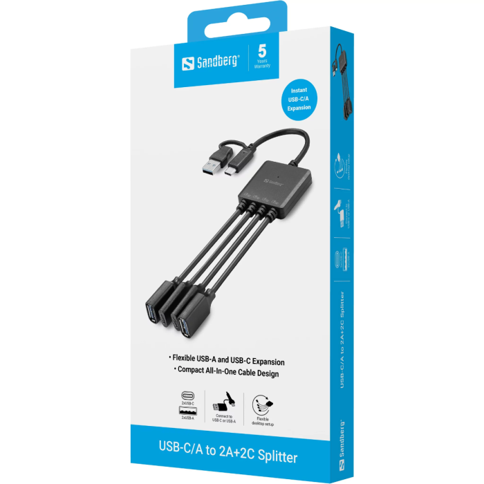 Sandberg USB-C/A na 2A+2C Splitter