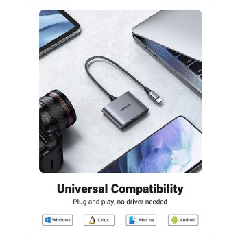 Ugreen USB-C čitalnik kartic 3v1 Ugreen USB-C čitalnik kartic 3v1