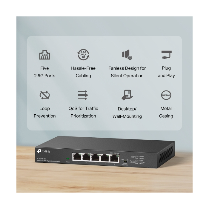 TP-LINK SG105-M2 V1 5 port 2.5 Gbps mrežno stikalo / switch TP-LINK TP-LINK SG105-M2 V1 5 port 2.5 Gbps mrežno stikalo / switch