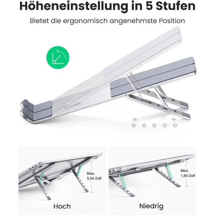 Ugreen zložljivo aluminijasto stojalo za prenosni računalnik, za MacBook Pro/Air, prenosnike, iPad UGREEN Ugreen zložljivo aluminijasto stojalo za prenosni računalnik, za MacBook Pro/Air, prenosnike, iPad
