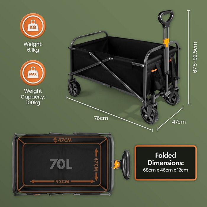 VONHAUS BEACH Inovativen voziček za kampiranje ali vrtna opravila 70L VONHAUS VONHAUS BEACH Inovativen voziček za kampiranje ali vrtna opravila 70L