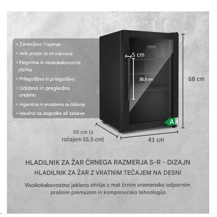 CASO BBQ hladilnik, desni tečaj