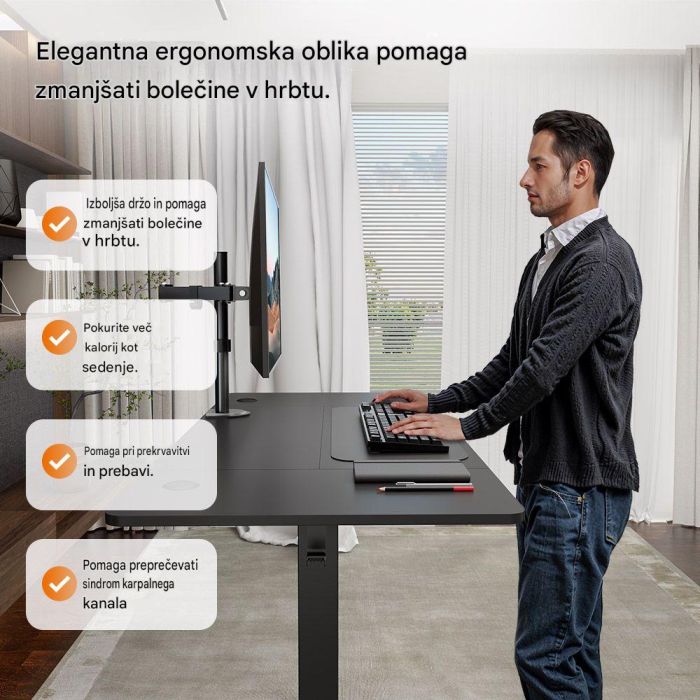 VonHaus barva svetel les električno nastavljiva dvižna pisalna miza 100 × 60 cm z USB-C polnilnim priključkom VONHAUS VonHaus barva svetel les električno nastavljiva dvižna pisalna miza 100 × 60 cm z USB-C polnilnim priključkom