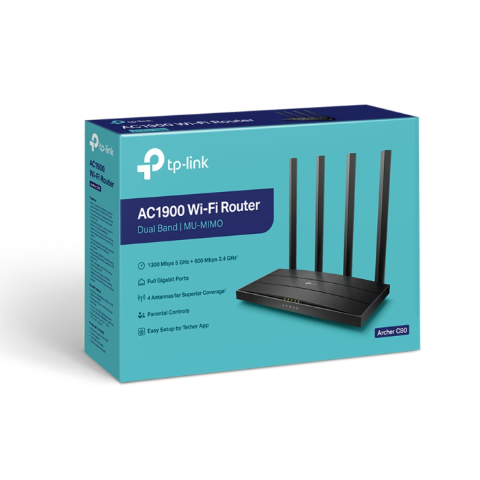 TP-LINK Archer C80 AC1900 Wireless MU-MIMO Wi-Fi usmerjevalnik TP-LINK TP-LINK Archer C80 AC1900 Wireless MU-MIMO Wi-Fi usmerjevalnik
