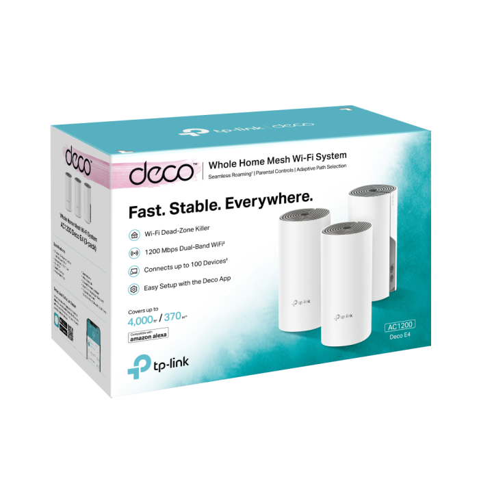 TP-LINK Deco E4 brezžičen Wi-Fi AC1200 Mesh - 3 pack TP-LINK TP-LINK Deco E4 brezžičen Wi-Fi AC1200 Mesh - 3 pack