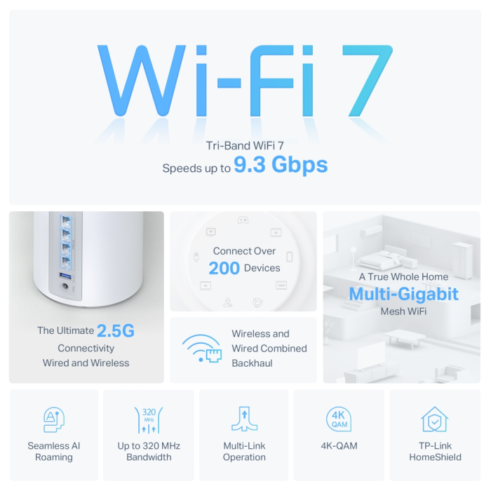 TP-LINK Deco BE65 BE9300 Wi-Fi 7 triband Mesh sistem (3 pack) TP-LINK TP-LINK Deco BE65 BE9300 Wi-Fi 7 triband Mesh sistem (3 pack)