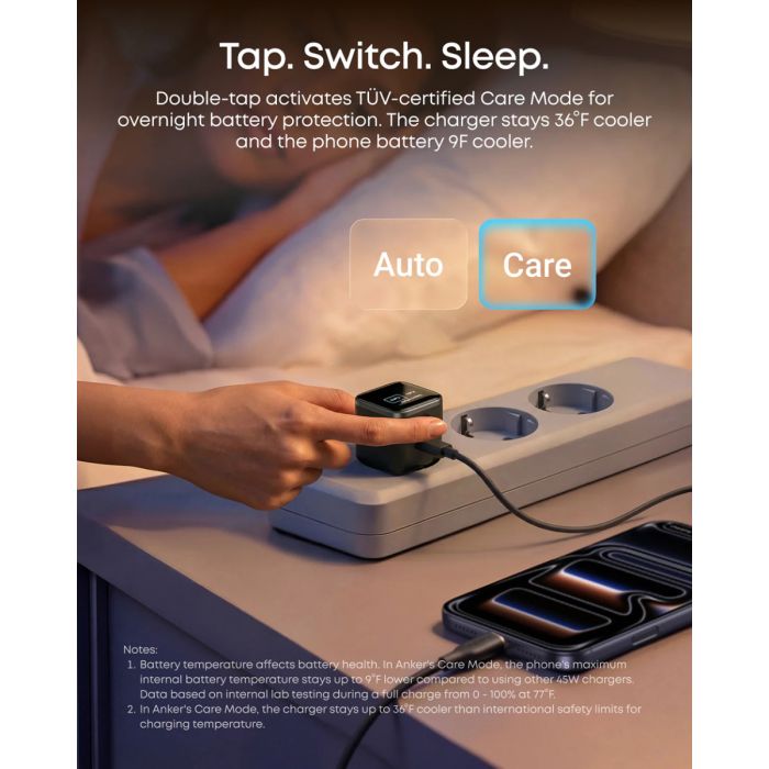 Anker Nano polnilec 45W, Smart Display, črn ANKER Anker Nano polnilec 45W, Smart Display, črn