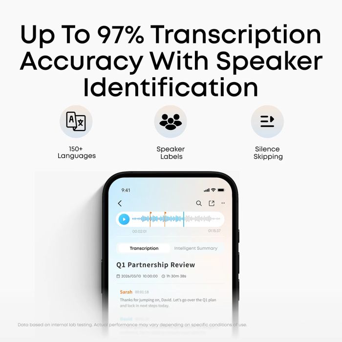 Anker Soundcore Work pametni AI snemalnik zvoka 8GB, črn ANKER Anker Soundcore Work pametni AI snemalnik zvoka 8GB, črn