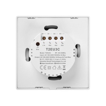 SONOFF pametno stensko stikalo Wi-Fi + RF433 trojno T2EU3C-TX