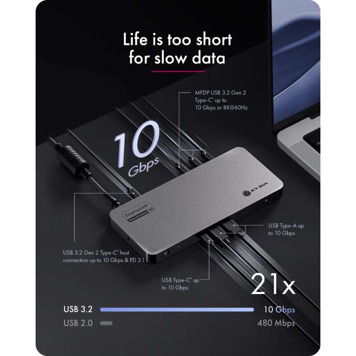 IcyBox IB-DK7402-C31 Diamond Docking USB-C priklopna postaja ICYBOX IcyBox IB-DK7402-C31 Diamond Docking USB-C priklopna postaja
