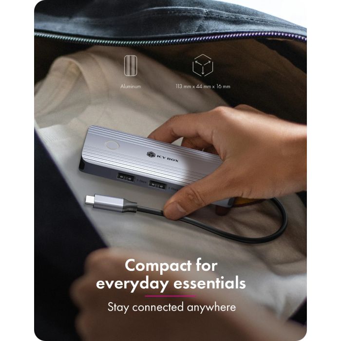 IcyBox IB-DK4081-SO Travel Docking USB-C priklopna postaja ICYBOX IcyBox IB-DK4081-SO Travel Docking USB-C priklopna postaja
