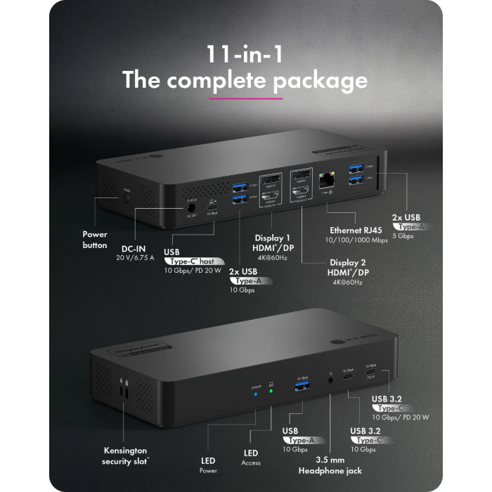 IcyBox IB-DK2255AC Heart Docking USB-C priklopna postaja ICYBOX IcyBox IB-DK2255AC Heart Docking USB-C priklopna postaja