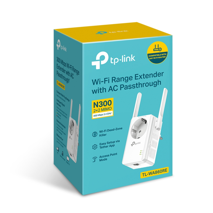 TP-LINK WA860RE 300Mbps WiFi Range Extender z vtičnico TP-LINK TP-LINK WA860RE 300Mbps WiFi Range Extender z vtičnico