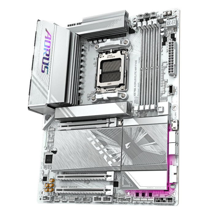 GIGABYTE X870E A ELITE WF7 ICE, DDR5, SATA3, USB4, DP, 2.5GbE, WiFi 7, AM5 ATX GIGABYTE GIGABYTE X870E A ELITE WF7 ICE, DDR5, SATA3, USB4, DP, 2.5GbE, WiFi 7, AM5 ATX