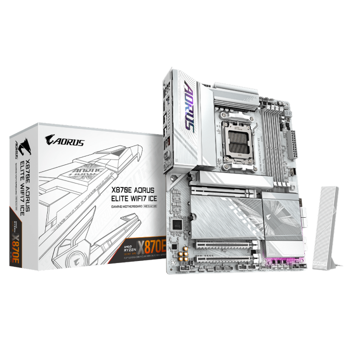 GIGABYTE X870E A ELITE WF7 ICE, DDR5, SATA3, USB4, DP, 2.5GbE, WiFi 7, AM5 ATX GIGABYTE GIGABYTE X870E A ELITE WF7 ICE, DDR5, SATA3, USB4, DP, 2.5GbE, WiFi 7, AM5 ATX