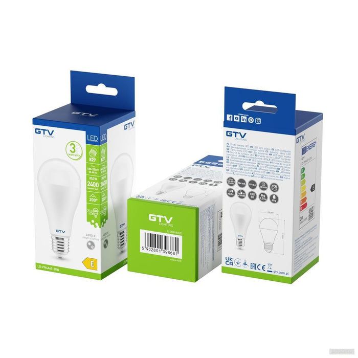 GTV LED sijalka A65 E27 20W 2400lm 4000K LD-PN4A65-20W GTV GTV LED sijalka A65 E27 20W 2400lm 4000K LD-PN4A65-20W