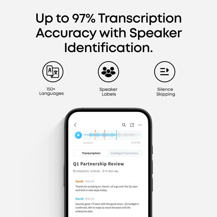 Anker Soundcore Work pametni AI snemalnik zvoka, bel ANKER Anker Soundcore Work pametni AI snemalnik zvoka, bel