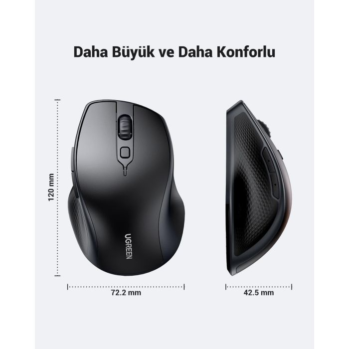 Ugreen ergonomska Dual-mode brezžična miška s stranskimi gumbi Ugreen ergonomska Dual-mode brezžična miška s stranskimi gumbi