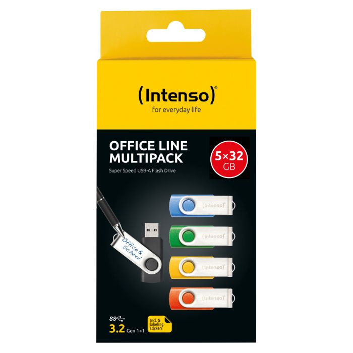 Intenso 5x32GB Office Line USB 3.2 spominski ključki - Barvni INTENSO Intenso 5x32GB Office Line USB 3.2 spominski ključki - Barvni