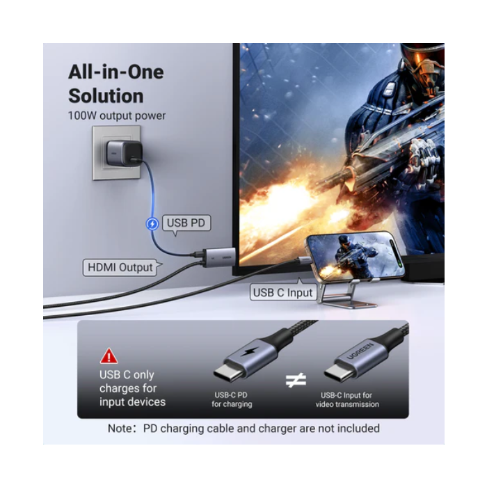 Ugreen USB-C na HDMI 4K kabel + polnjenje - 2M UGREEN Ugreen USB-C na HDMI 4K kabel + polnjenje - 2M