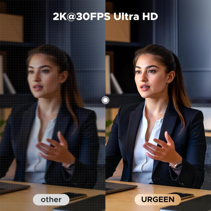 Ugreen 2K spletna kamera z LED lučko, 1440p@30fps UGREEN Ugreen 2K spletna kamera z LED lučko, 1440p@30fps