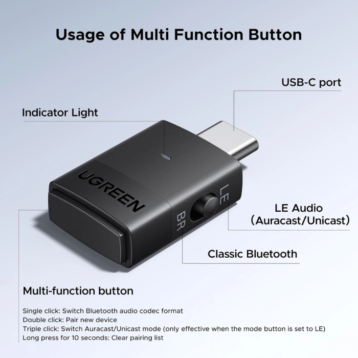 UGREEN bluetooth 6.0 brezžični oddajnik UGREEN UGREEN bluetooth 6.0 brezžični oddajnik