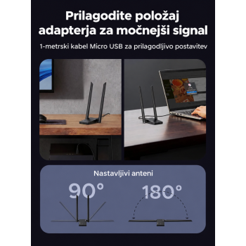 Ugreen USB Wi-Fi adapter AXE5400 Wi-Fi 6E za računalnik Ugreen USB Wi-Fi adapter AXE5400 Wi-Fi 6E za računalnik