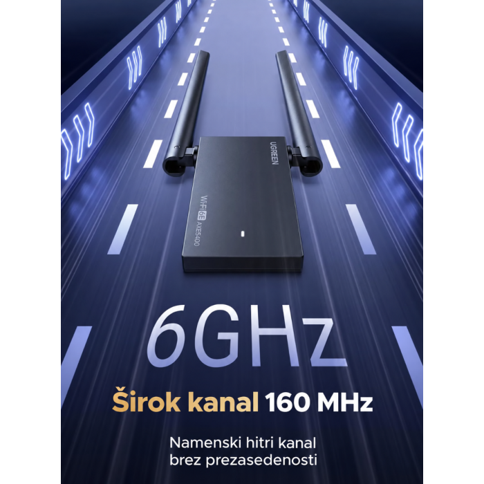 Ugreen USB Wi-Fi adapter AXE5400 Wi-Fi 6E za računalnik UGREEN Ugreen USB Wi-Fi adapter AXE5400 Wi-Fi 6E za računalnik