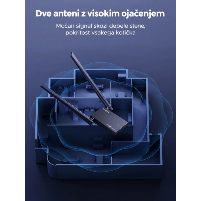 Ugreen USB Wi-Fi adapter AXE5400 Wi-Fi 6E za računalnik UGREEN Ugreen USB Wi-Fi adapter AXE5400 Wi-Fi 6E za računalnik