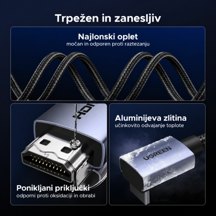 Ugreen 8K Ultra HDMI 2.1 kotni kabel - 2M UGREEN Ugreen 8K Ultra HDMI 2.1 kotni kabel - 2M