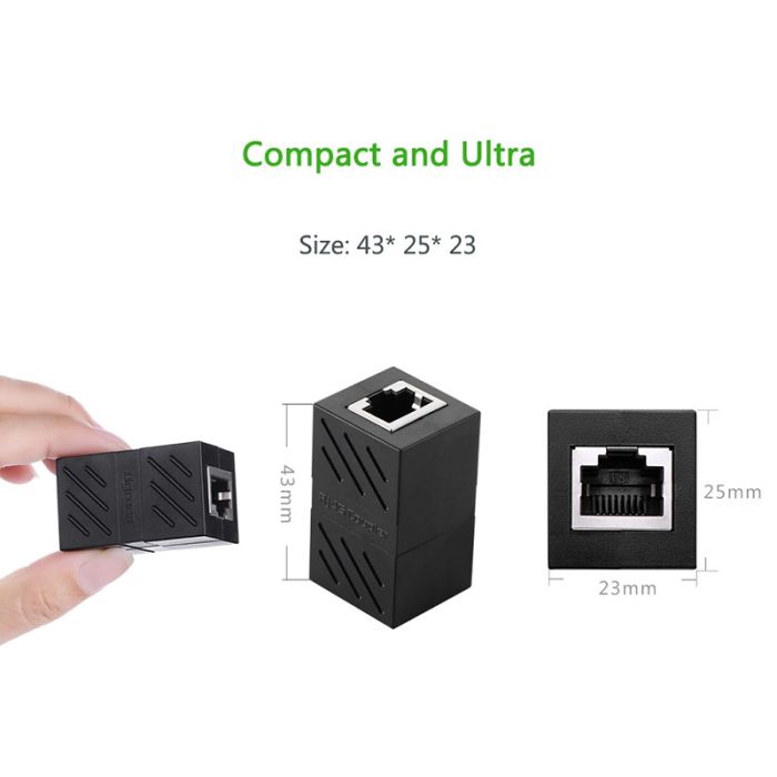 Ugreen RJ45 mrežni vtič Ž na Ž črn - polybag Ugreen RJ45 mrežni vtič Ž na Ž črn - polybag