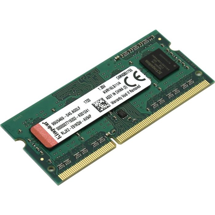 Kingston 4GB DDR3L-1600MHz SODIMM PC3-12800 CL11, 1.35V / 1.5V Kingston 4GB DDR3L-1600MHz SODIMM PC3-12800 CL11, 1.35V / 1.5V