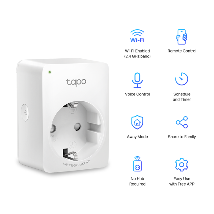 TP-LINK Tapo P100 Mini Smart Wi-Fi vtičnica TP-LINK Tapo P100 Mini Smart Wi-Fi vtičnica