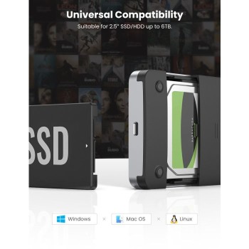 Ugreen 2.5 SATA ohišje za disk srebrn - box