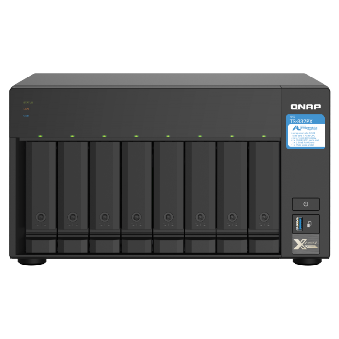 QNAP NAS strežnik za 8 diskov, 4GB ram, 2x 10Gb SFP+, 2x 2.5Gb mreža QNAP NAS strežnik za 8 diskov, 4GB ram, 2x 10Gb SFP+, 2x 2.5Gb mreža