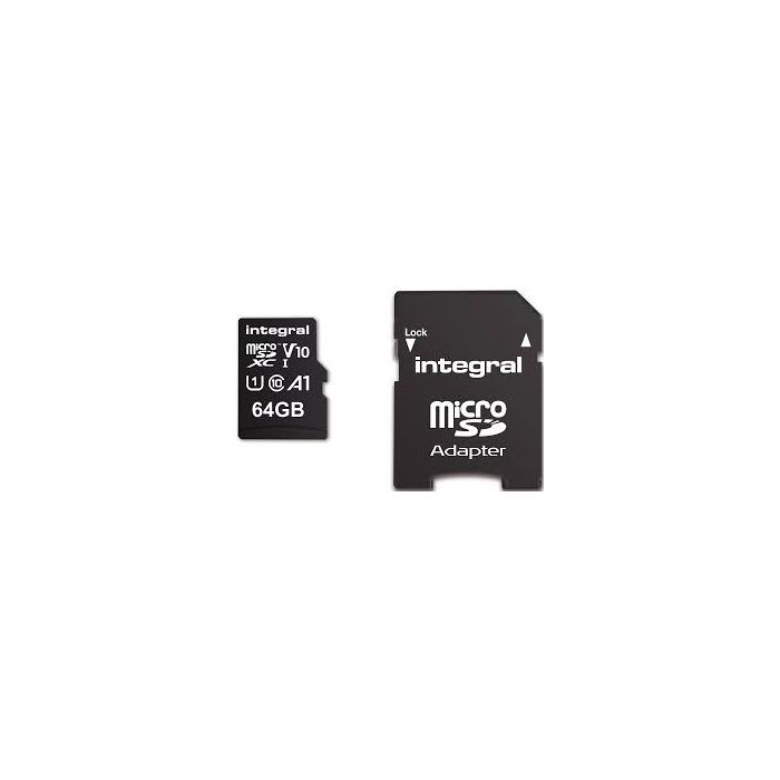 Integral 64GB High Speed microSDHC/XC V10 UHS-I U1+adapter Integral 64GB High Speed microSDHC/XC V10 UHS-I U1+adapter