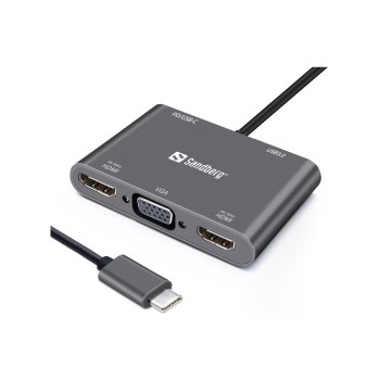 Sandberg USB-C Dock 2xHDMI+1xVGA+USB+PD docking priklopna postaja