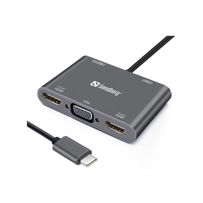 Sandberg USB-C Dock 2xHDMI+1xVGA+USB+PD docking priklopna postaja Sandberg USB-C Dock 2xHDMI+1xVGA+USB+PD docking priklopna postaja