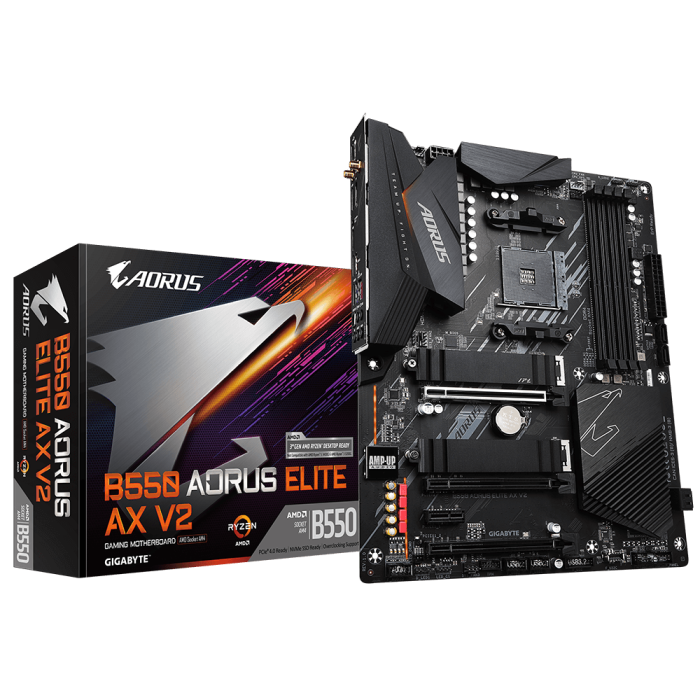 GIGABYTE B550 AORUS ELITE AX V2, DDR4, SATA3, USB3.2Gen2, DP, 2.5GbE, WIFI, AM4 ATX GIGABYTE B550 AORUS ELITE AX V2, DDR4, SATA3, USB3.2Gen2, DP, 2.5GbE, WIFI, AM4 ATX