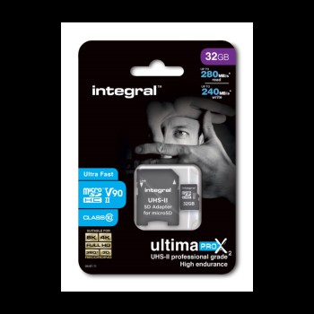 Integral 32GB microSDHC 280-240MB/s UHS-II V90 Integral 32GB microSDHC 280-240MB/s UHS-II V90