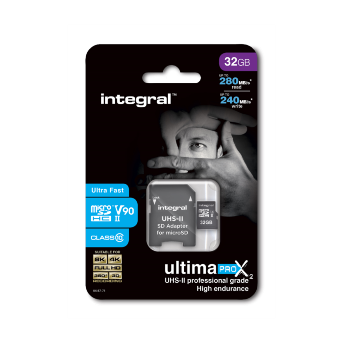 Integral 32GB microSDHC 280-240MB/s UHS-II V90 Integral 32GB microSDHC 280-240MB/s UHS-II V90