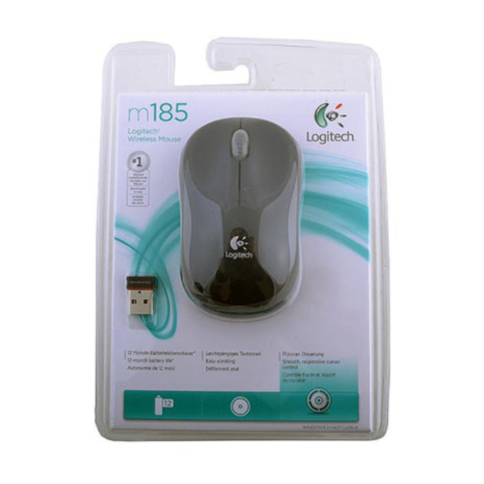 Logitech M185 Wireless mini miška, črna-siva