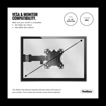 VonHaus enojni namizni nosilec za monitor (13-32)